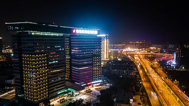4K航拍南京市江北新区浦口园夜景移动延时视频的预览图