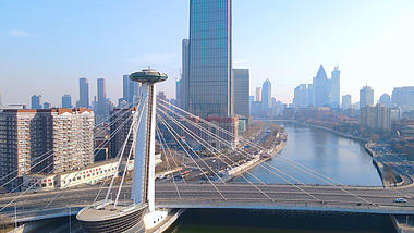 4K震撼航拍天津CBD赤峰桥城市高楼视频的预览图