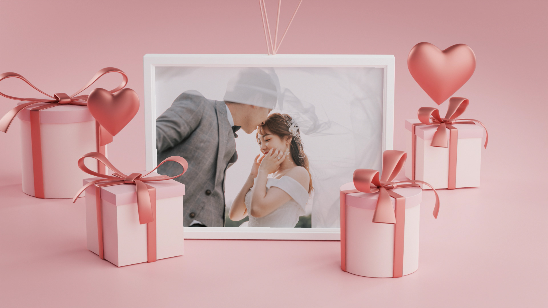520清新礼物爱心气球情人节图文片头表白日相册婚礼表白视频ae模板视频的预览图