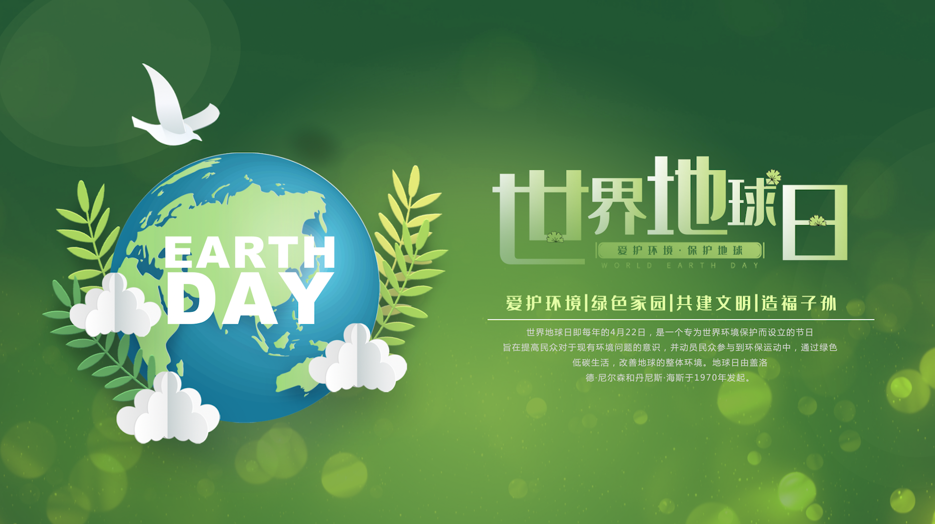 4.22地球日绿色保护环境地球动态视频海报ae模版视频的预览图