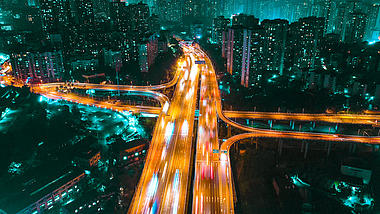 4K航拍重庆车流赛博朋克城市延时摄影视频的预览图
