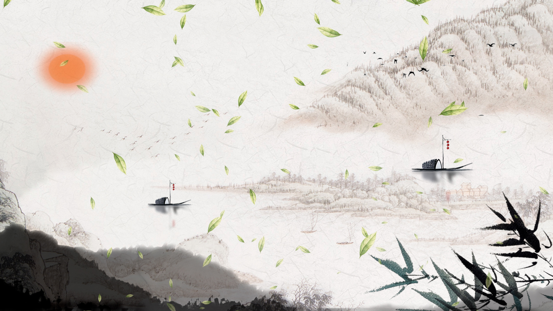原创中国风水墨风古风意境山水视频背景AE模板视频的预览图