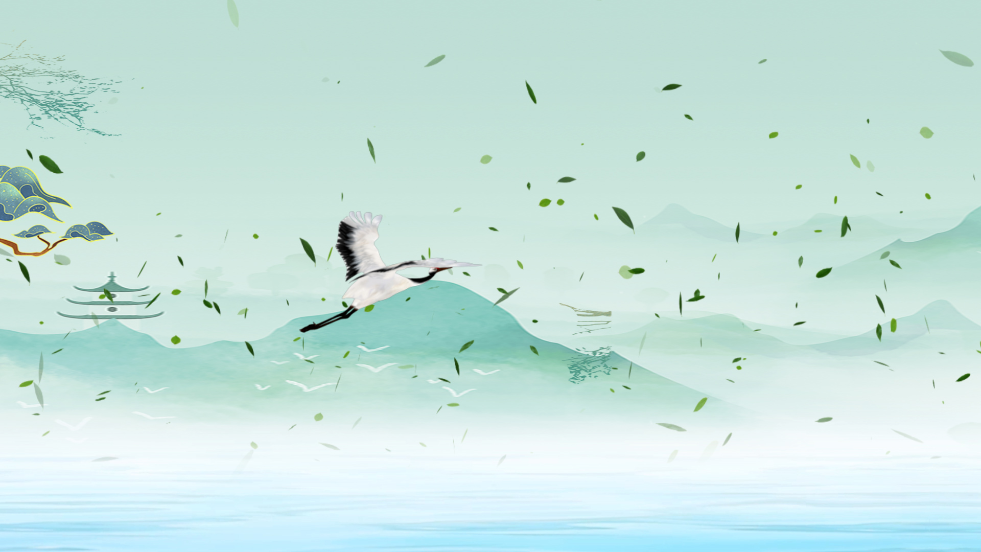 原创古风中国风绿色山水美景视频AE背景模板视频的预览图