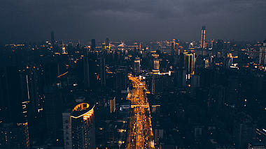 4K黑金色武汉城市建筑群夜景航拍实拍视频视频的预览图