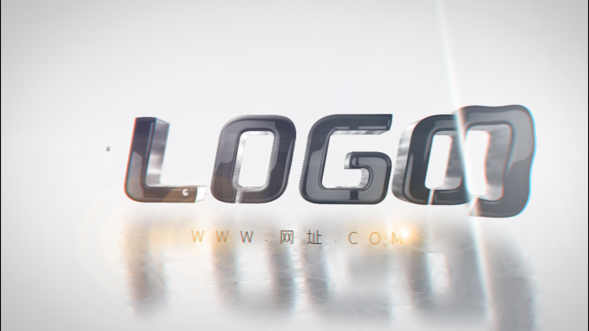 简洁玻璃质感光效企业LOGO片头片尾演绎AE视频模板视频的预览图