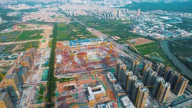 4k广州恒大广州队新建足球场建筑工地航拍视频的预览图