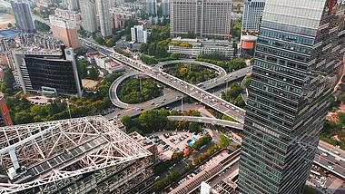 4K武汉城市建筑黄浦路立交桥实拍视频视频的预览图