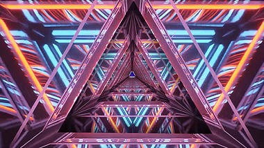 紫色三角穿越隧道展示炫彩舞台背景led视频视频的预览图
