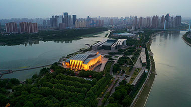 4K武汉城市地标琴台大剧院航拍实拍视频视频的预览图