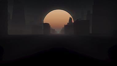 黑暗效果城市月亮穿越舞台led大屏背景视频视频的预览图