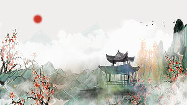原创中国风仙境梅花唯美视频水墨风古风背景AE模板视频的预览图