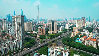 4k蓝天白云广州客村立交桥车流城市建筑视频的预览图