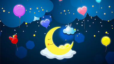 六一儿童节动态卡通月亮夜晚星空背景视频的预览图