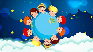 六一儿童节动态卡通小朋友舞台儿歌背景视频的预览图