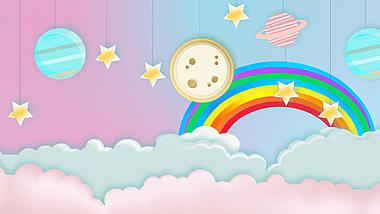 唯美大气卡通彩虹云层六一儿童节动态背景视频视频的预览图