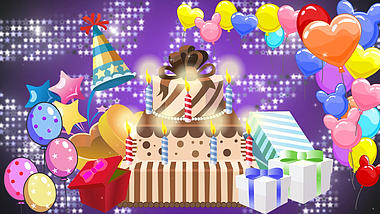过生日生日蛋糕舞台六一儿童节卡通动态背景视频的预览图