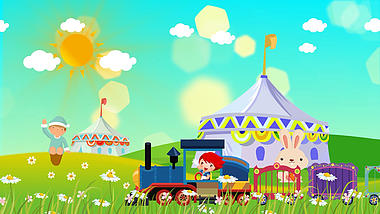大草原舞台六一儿童节卡通动态背景视频视频的预览图