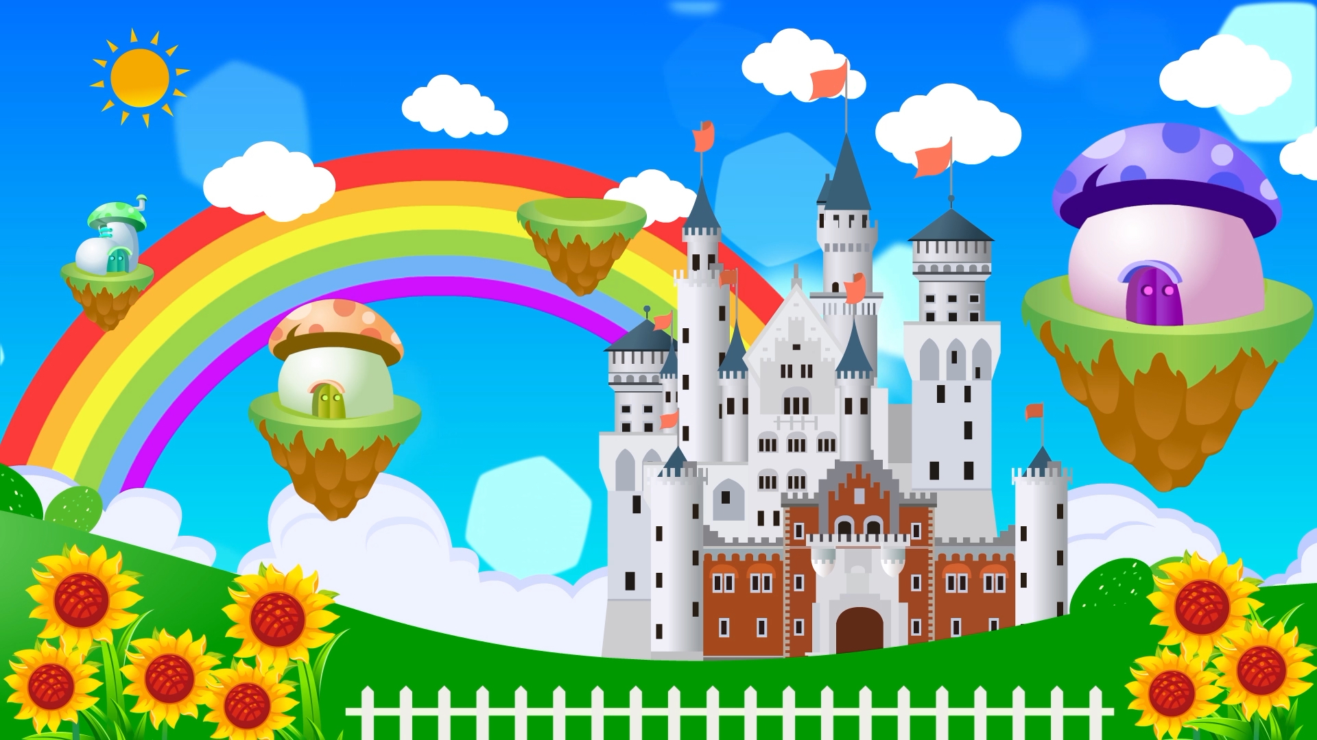 城堡彩虹卡通六一儿童节卡通动态背景景视频视频的预览图