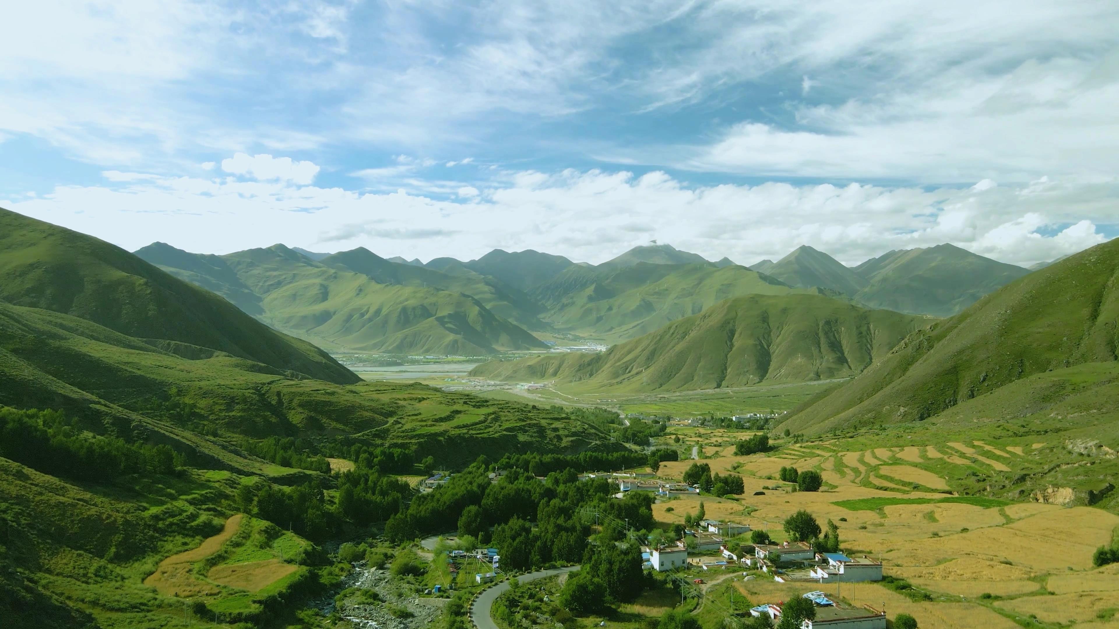 4K夏季藏区扶贫农田示范基地视频素材视频的预览图
