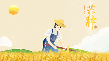原创二十四节气芒种金色稻田农作耕地AE夏天夏季夏日片头视频的预览图