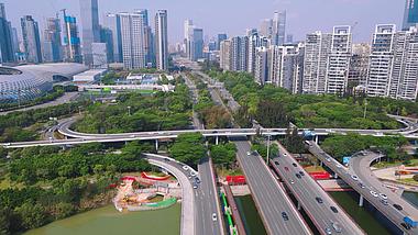 4K航拍深圳城市交通高架桥交通视频视频的预览图