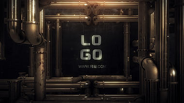 大气金色三维管道LOGO片头演绎片尾视频的预览图