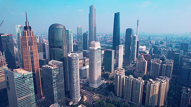 4k广州城市CBD天河区一侧摩天大楼建筑群视频的预览图
