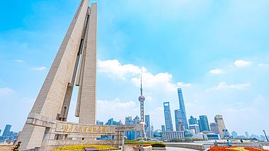 8K震撼延时上海人民英雄纪念塔耸立云端视频的预览图