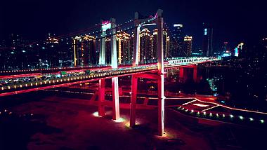 4k重庆夜晚鹅公岩大桥城市桥梁车水马龙交通夜景视频的预览图