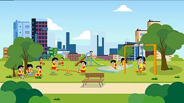 六一儿童节儿童乐园卡通动画背景视频视频的预览图