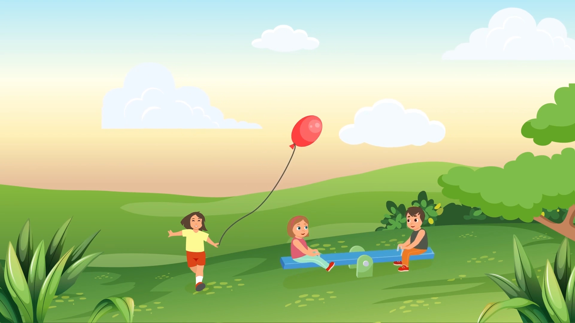 六一儿童节卡通动画儿童玩耍场景视频视频的预览图