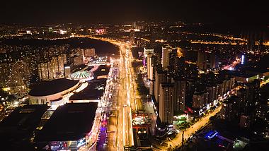 8K航拍延时南京地标江北新区弘阳广场夜景视频的预览图