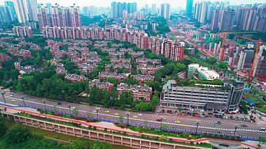 4k重庆房地产楼市上山的房子物业航拍视频的预览图