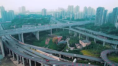 4k重庆高家花园立交车流交通建筑航拍视频的预览图