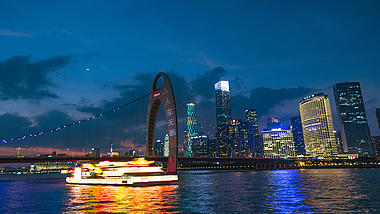 4k珠江猎德大桥日转夜夜景车流延时视频的预览图
