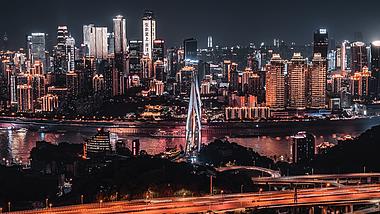 8k重庆东水门大桥渝中CBD夜景车流车水马龙繁华延时视频的预览图