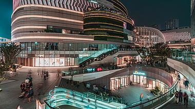 4k重庆光环购物商城街区夜景灯光人流延时视频的预览图