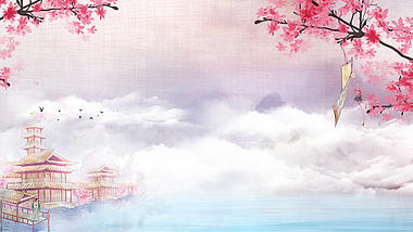 原创中国风粉色樱花古风水墨风诗词朗诵背景AE模板视频的预览图