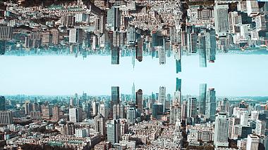 4k航拍南京新街口商圈城市倒影视频的预览图