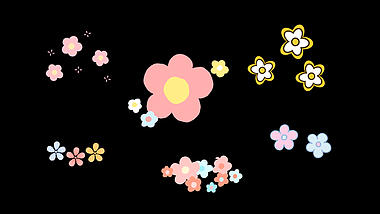 可爱小清新花朵粉色蓝色黄花马卡龙色带通道mov综艺节目真人秀小元素视频的预览图