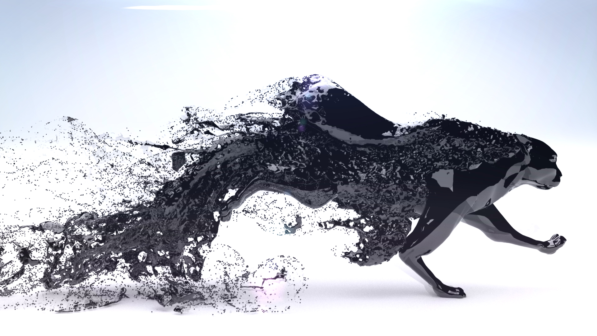 水墨豹子奔跑拖尾流体简约LOGO片头演绎片尾视频的预览图