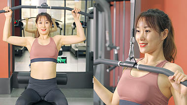 4K年轻女性在健身房高位下拉背部力量锻炼视频的预览图