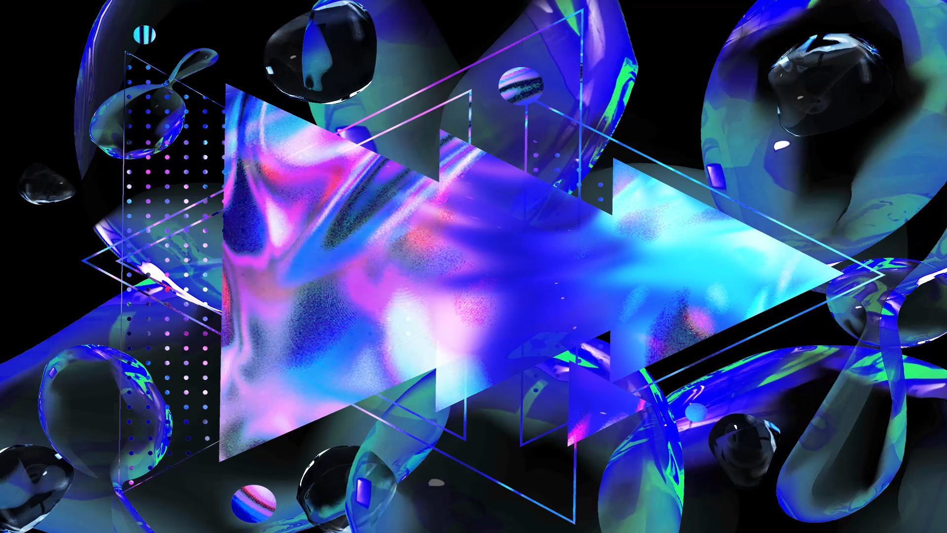 原创酸性风泡泡几何渐变色流体动态视频背景AE模板视频的预览图