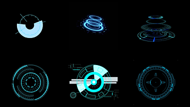 蓝色圆形科技圆圈特效动态元素视频合集视频的预览图