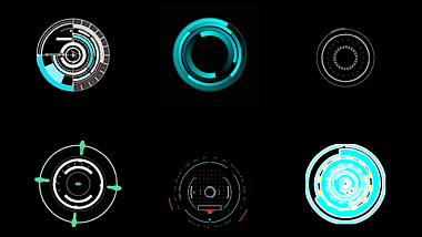 创意科技感HUD线条元素环形圆圈带通道mov合集视频的预览图