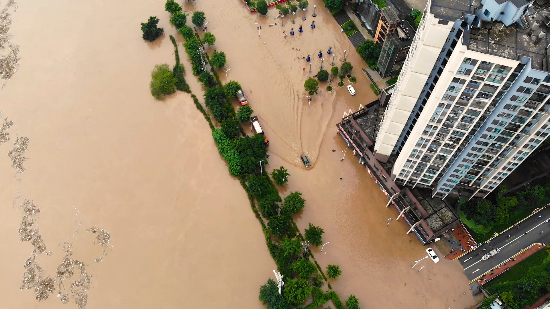 4K航拍自然灾害洪水洪涝自然灾害素材视频的预览图