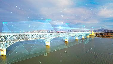 原创蓝色科技城市建筑特效大桥线条粒子AE模板视频的预览图