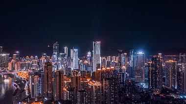 4k航拍重庆渝中多建筑璀璨灯光夜景延时视频的预览图