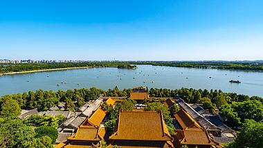 8K震撼延时俯瞰北京颐和园全貌蓝天视频的预览图