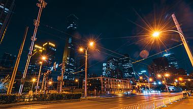 8K震撼北京国贸CBD央视大楼车流夜景视频的预览图